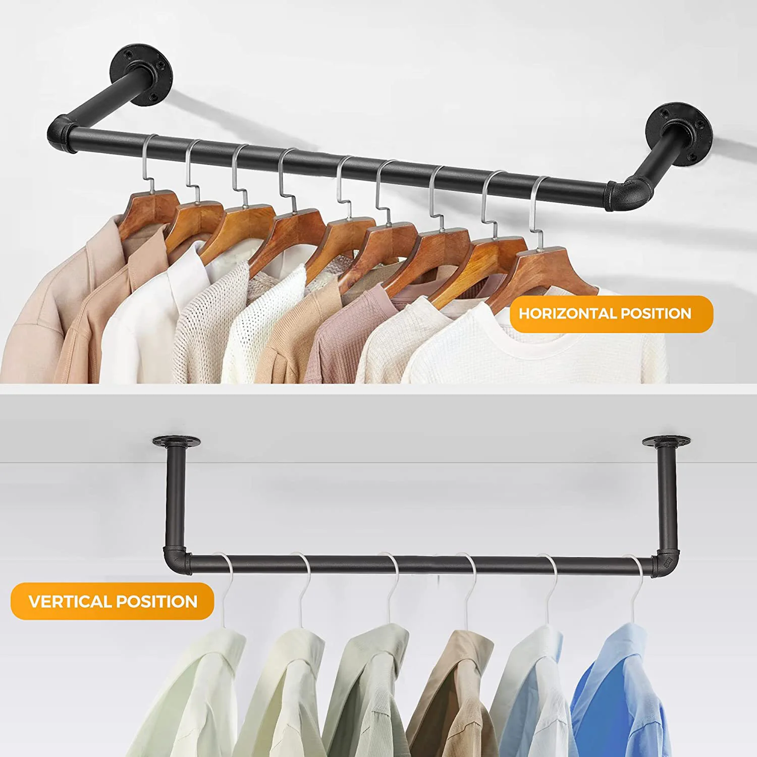 DS BS Industrial Pipe Clothes Rack-110CM - Image 2