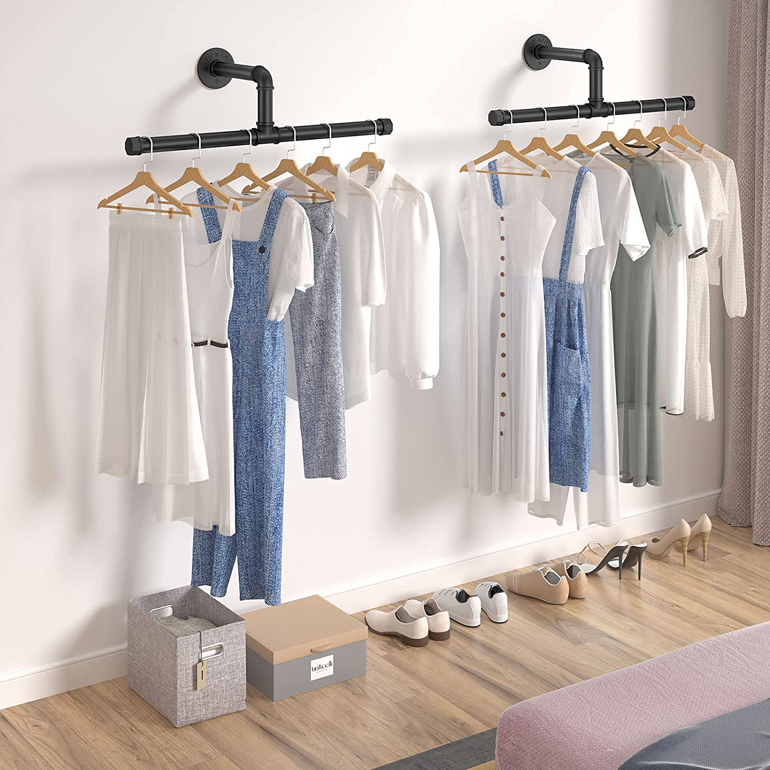 DS BS Industrial Pipe Floating Clothing Rack - Image 7