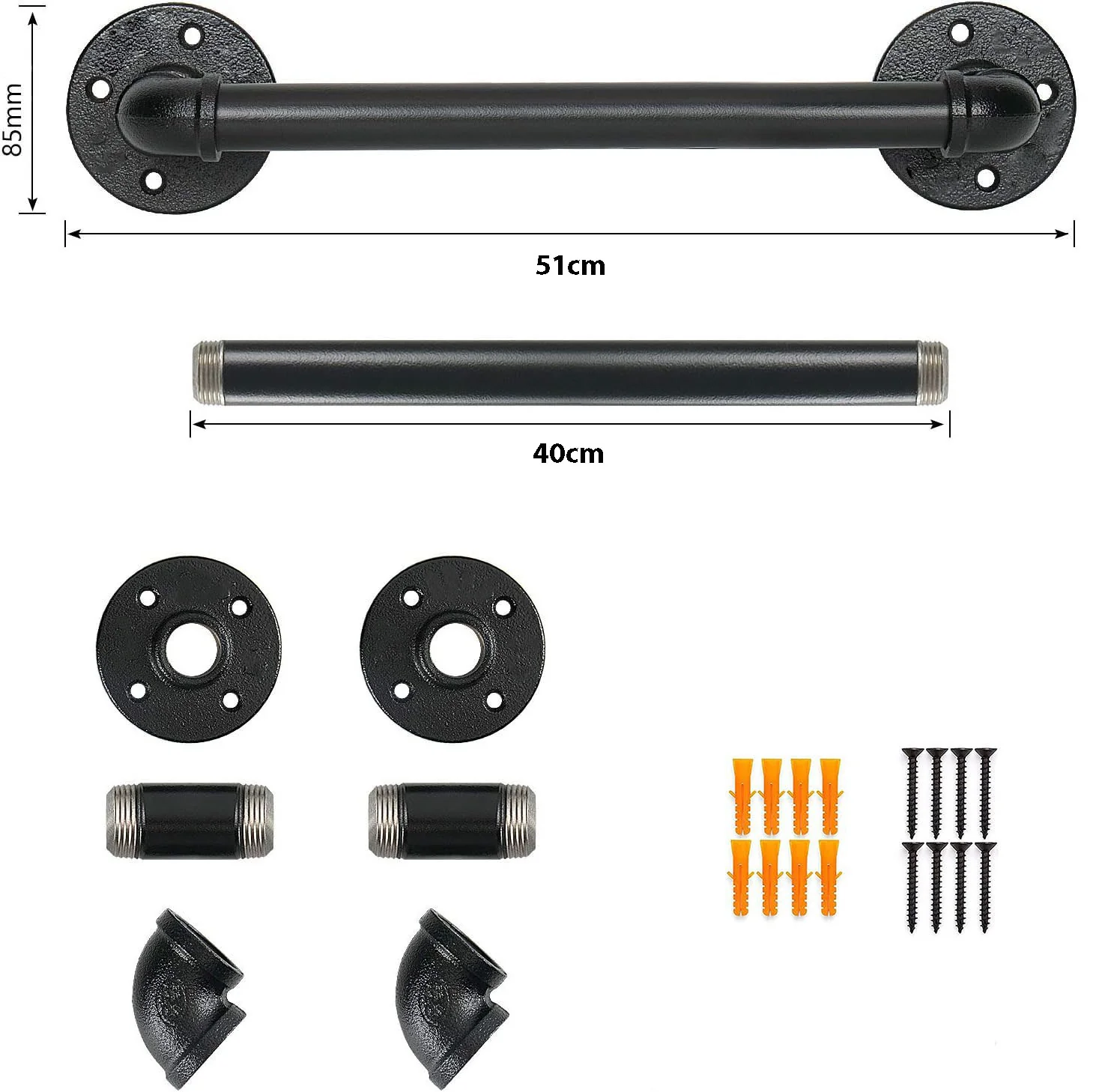 DS BS Industrial Pipe Towel Rack Towel Bar-40CM - Image 6