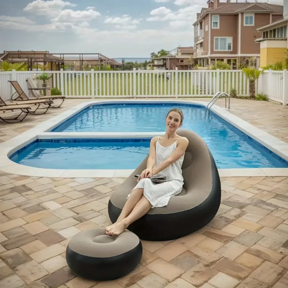 DS BS Inflatable Leisure Sofa Chair Footstoo -Light Blue - Image 9