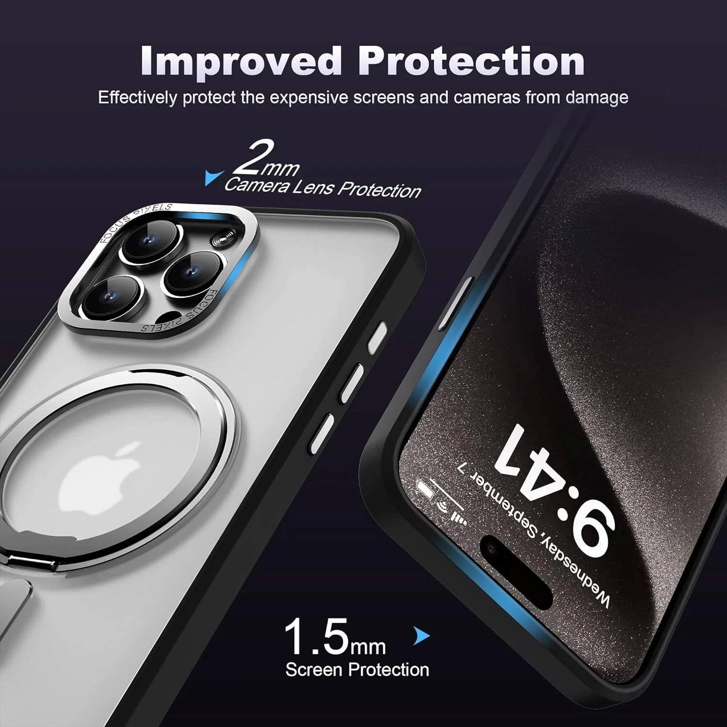 DS BS iPhone 14 Pro Case with 360°Rotatable Magnetic Ring Stand - Image 5