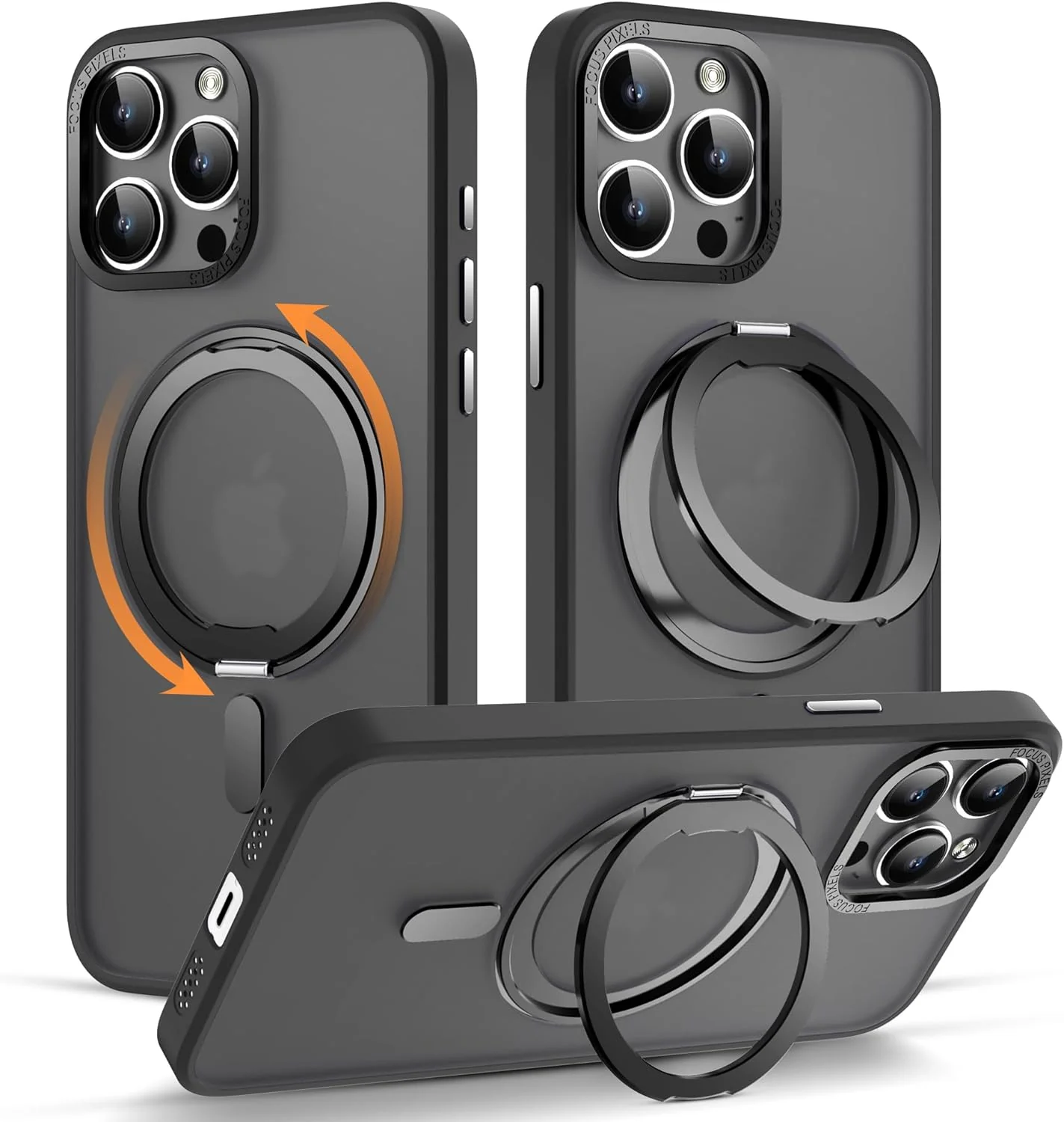 DS BS iPhone 15 Pro Case with 360°Rotatable Magnetic Ring Stand