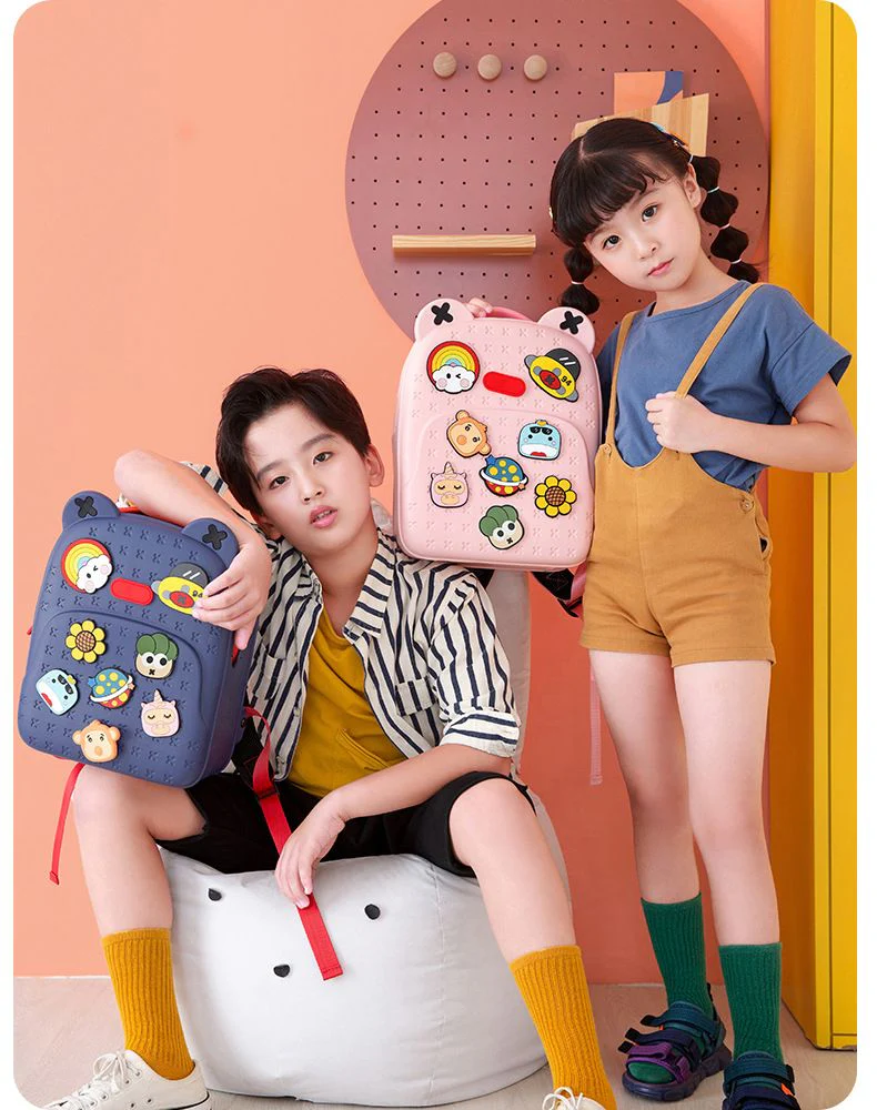 DS BS Kids Tide Cartoon Backpack-Pink - Image 4