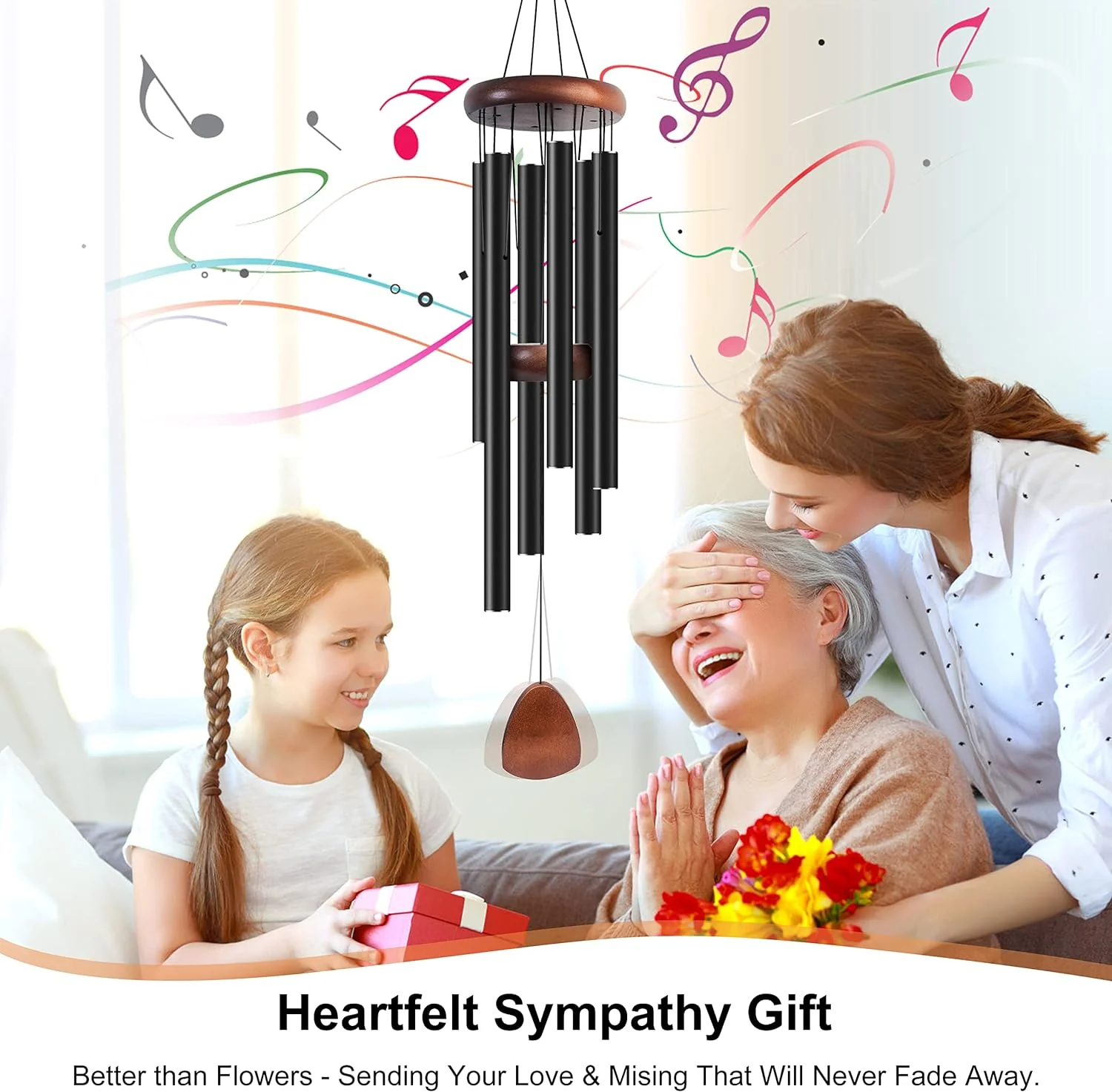 DS BS Large Aluminium Wind Chimes 93CM - Black - Image 3