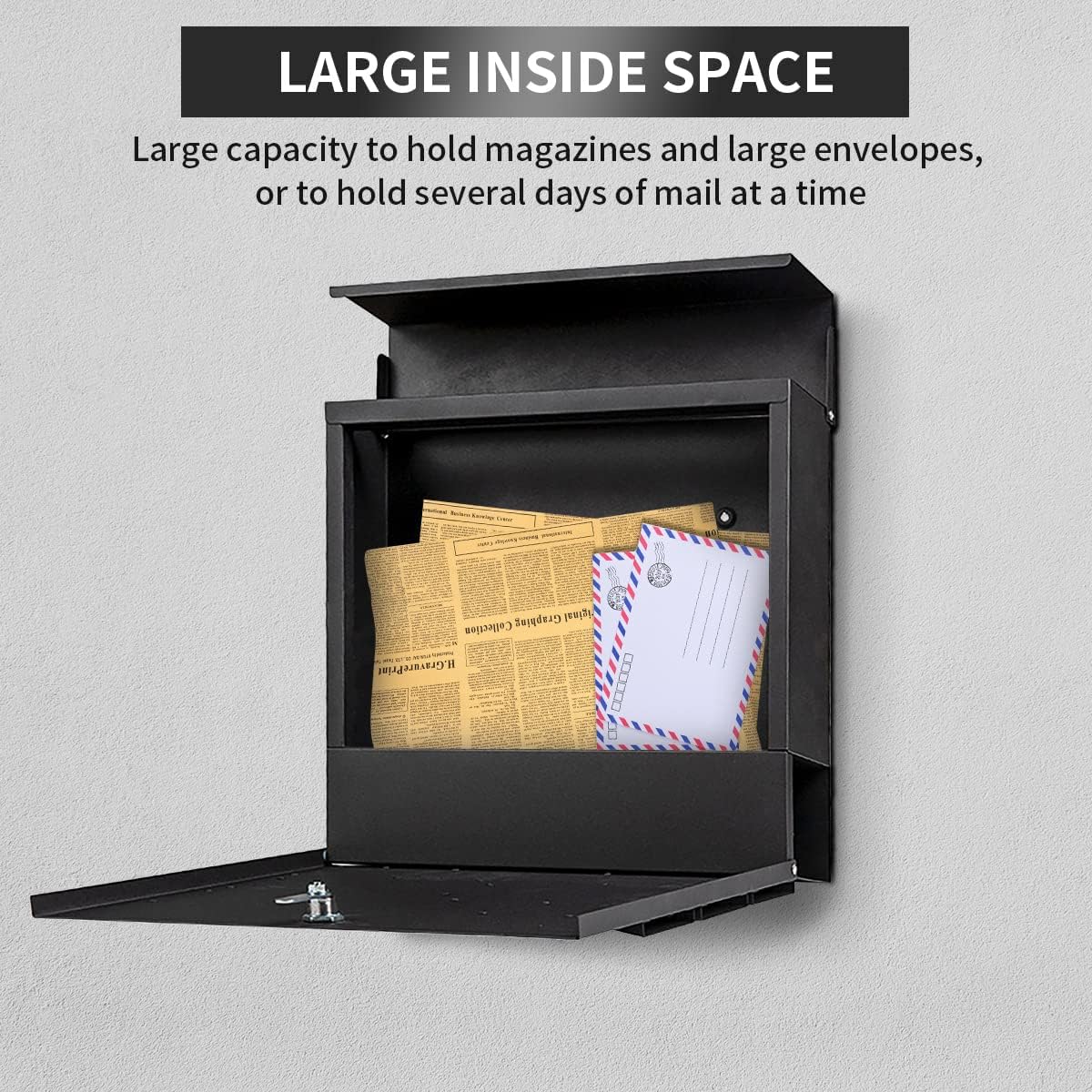 DS BS Large Capacity Locking Mailbox with Newspaper Holder - Image 4