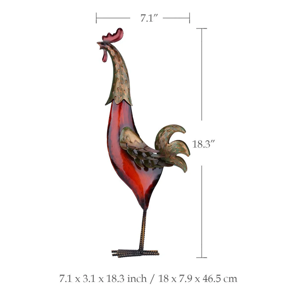 DS BS Metal Sculpture Carved Iron Rooster Home Furnishing - Image 3