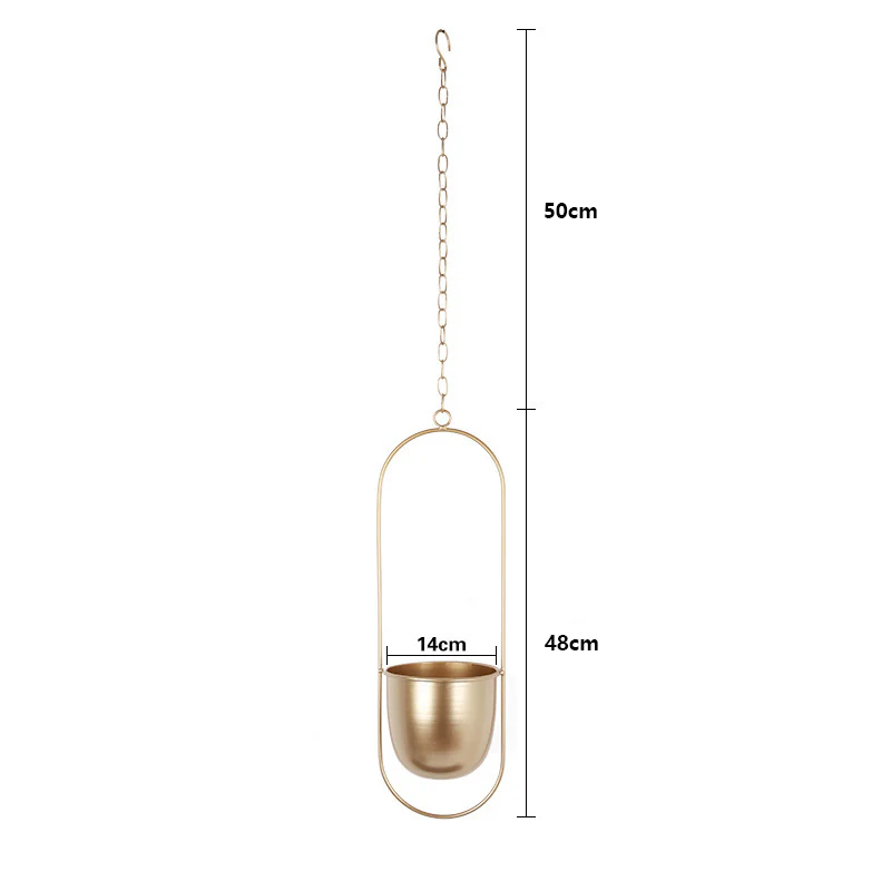 DS BS Minimalist Metal Plant Hanger Oval Shape-White - Image 5