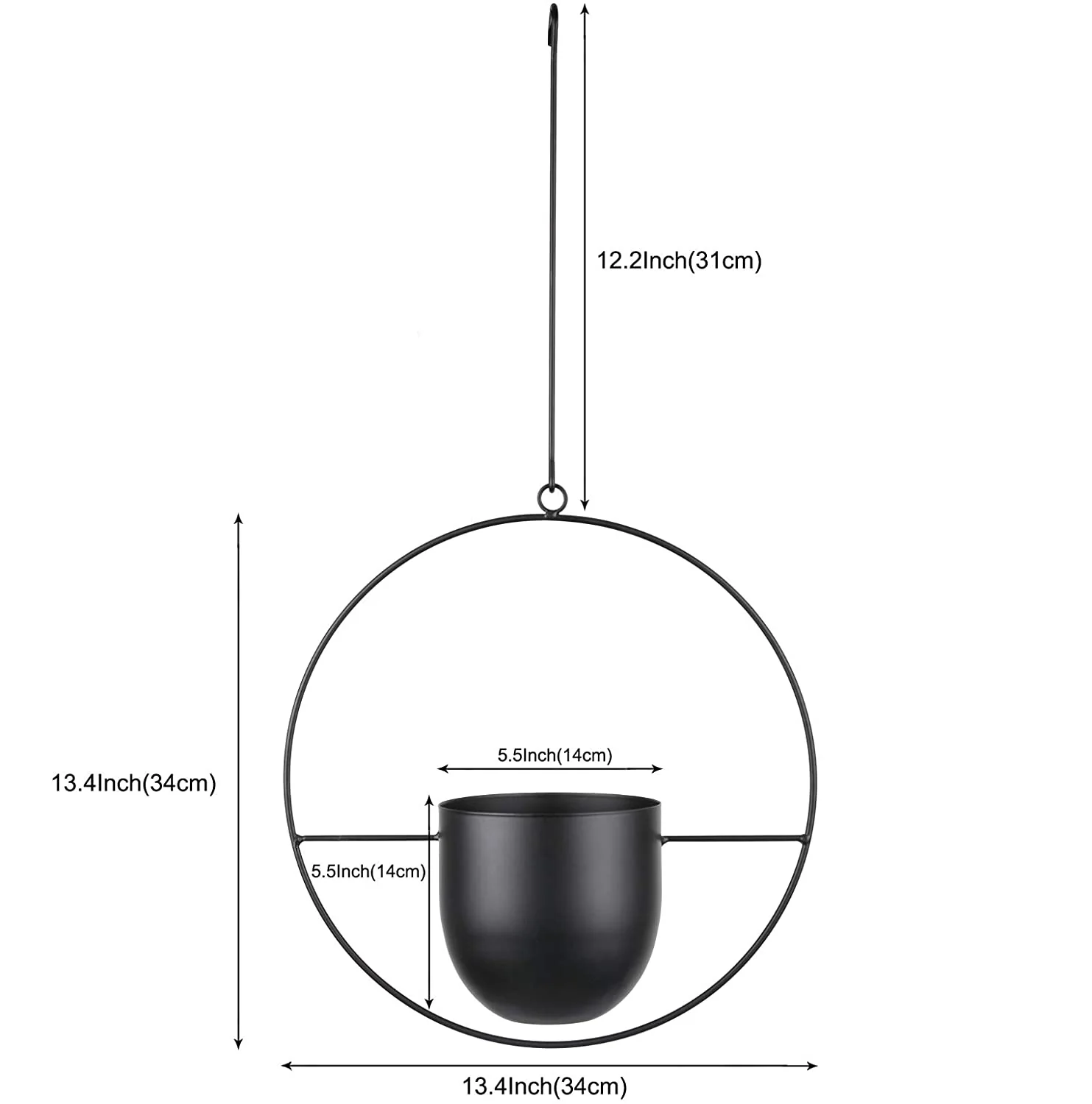 DS BS Minimalist Metal Plant Hanger Round Shape-White - Image 3
