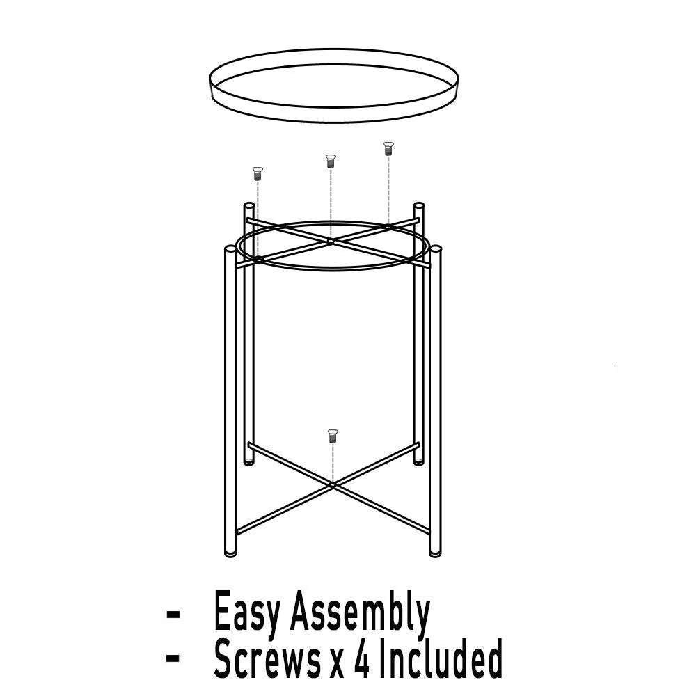 DS BS Minimalist Metal Round Tray Side Table-Black - Image 2