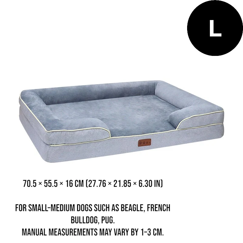DS BS Orthopedic Memory Foam Dog Bed with Bolster Sides - L - Image 7