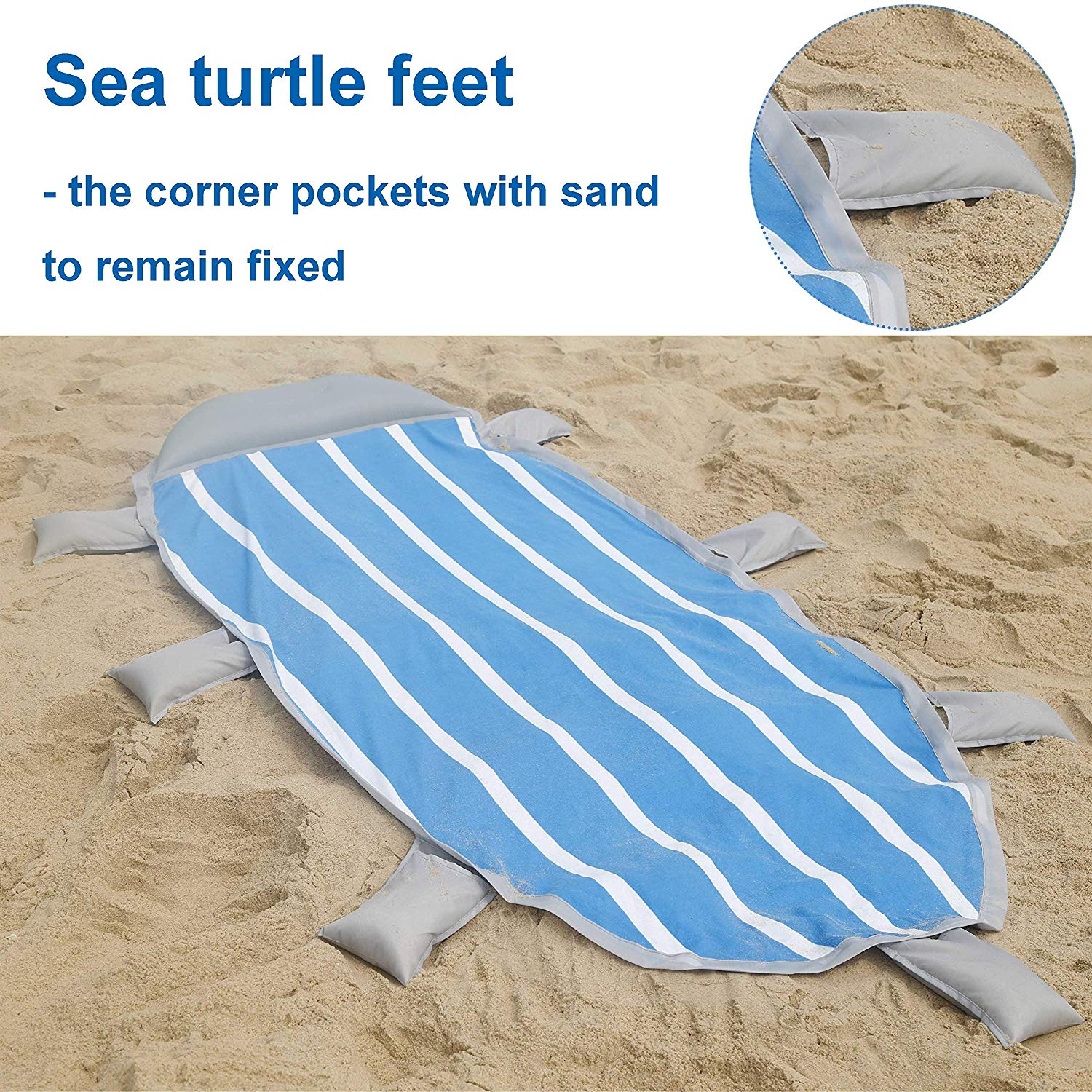 DS BS Outdoor Oversized Picnic Mat Beach Blanket with Inflatable Pillow - Image 9