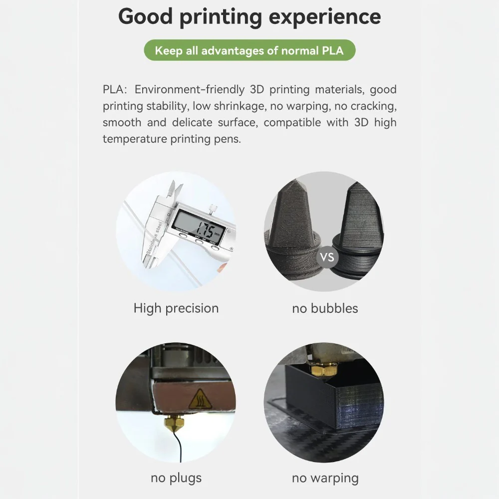 DS BS PLA+ Filament 1.75mm 1KG for 3D Printer - White
