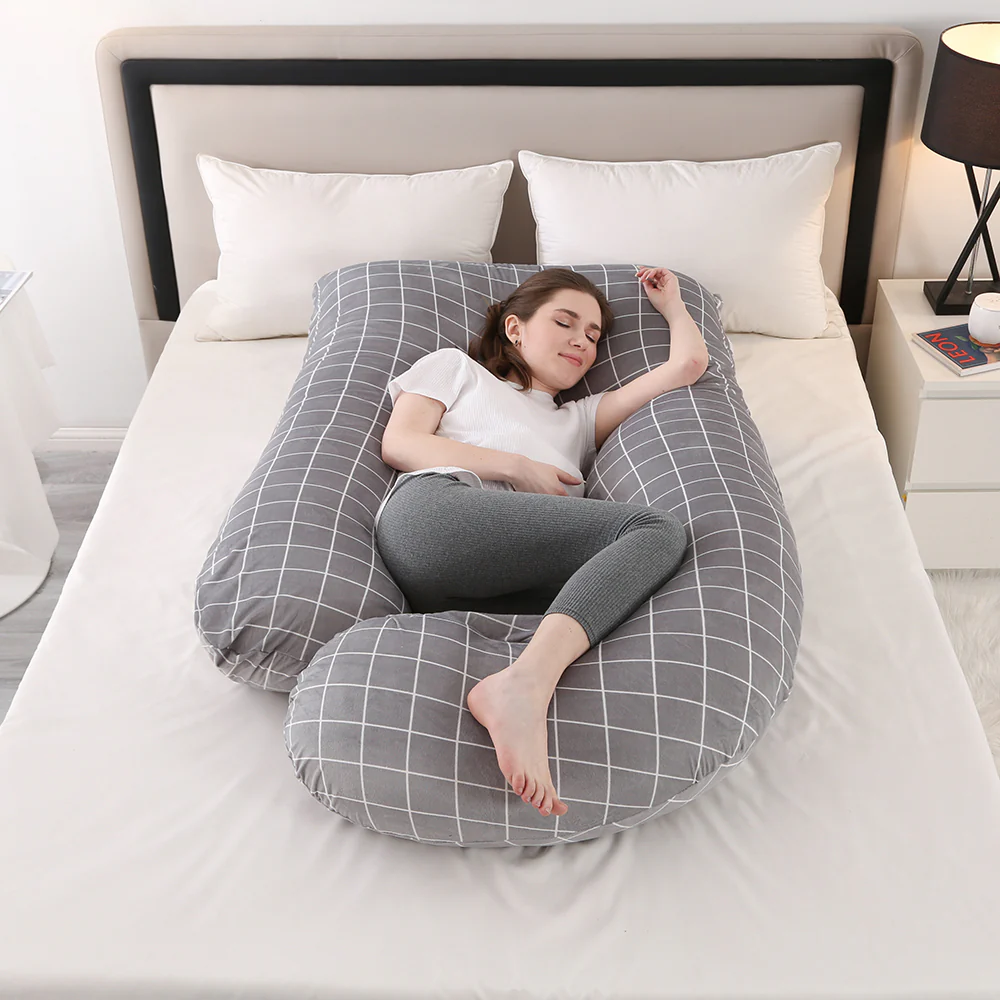 DS BS Pregnancy Pillows U-Shape Full Body Pillow-Plaid - Image 5