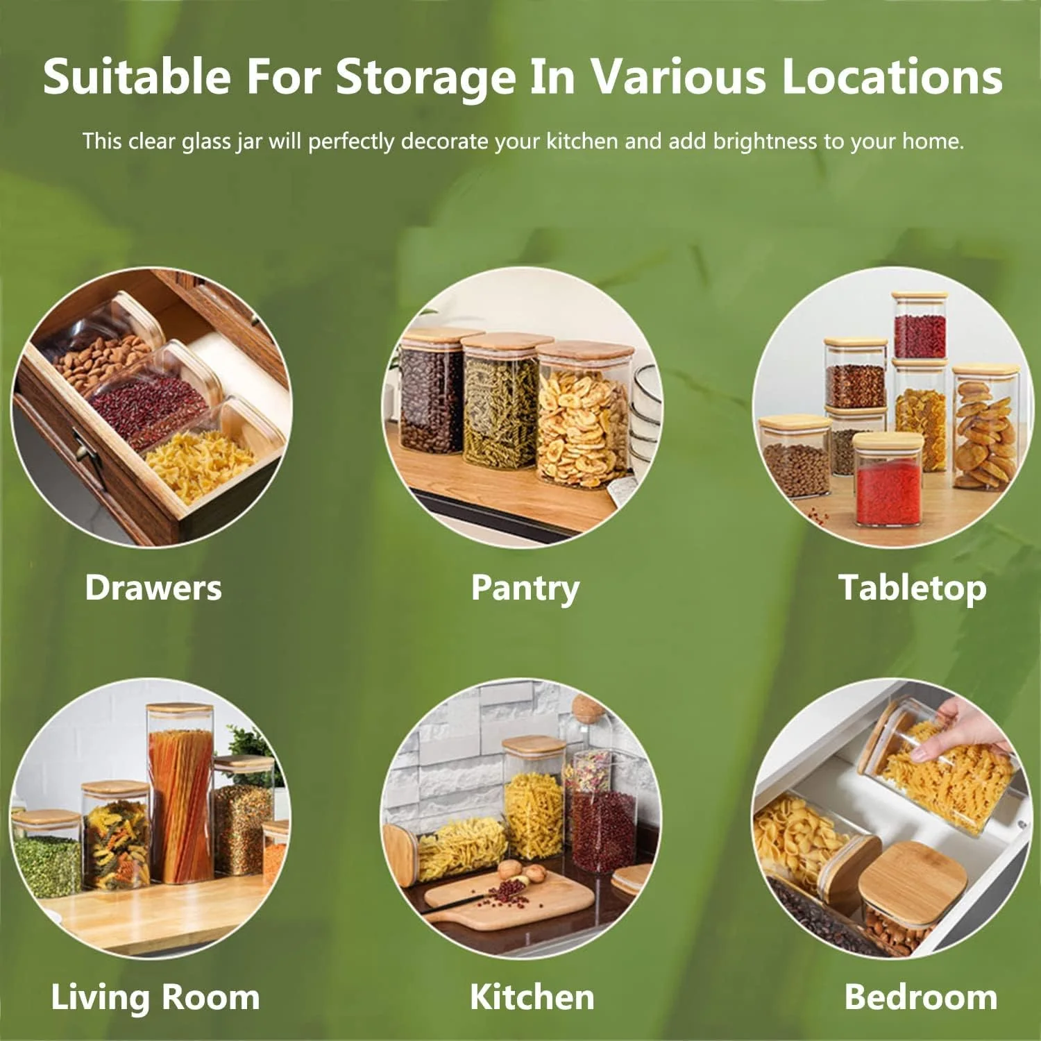 DS BS Set Of 12 Square Glass Storage Jars With 144pc Label Set - Image 2