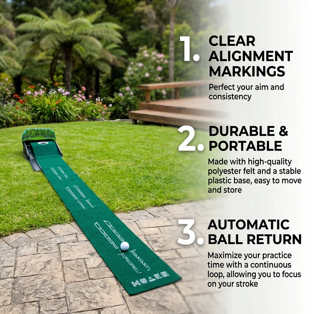 DS BS Single-Hole Golf Putting Mat | Green, 3D arrow - Image 8