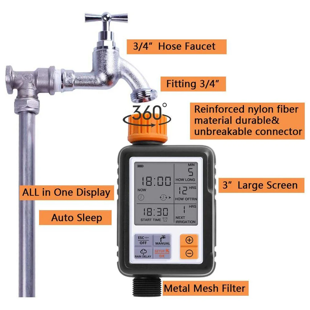 DS BS Single Outlet Water Timer for Garden Hose Faucet - Image 2