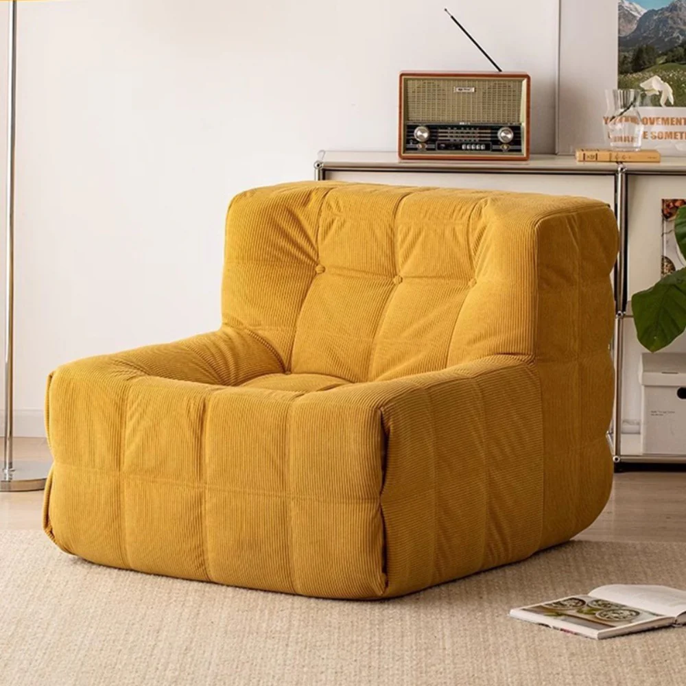 DS BS Single Seated Foam Sofa with Corduroy Fabric - Yellow - Image 2