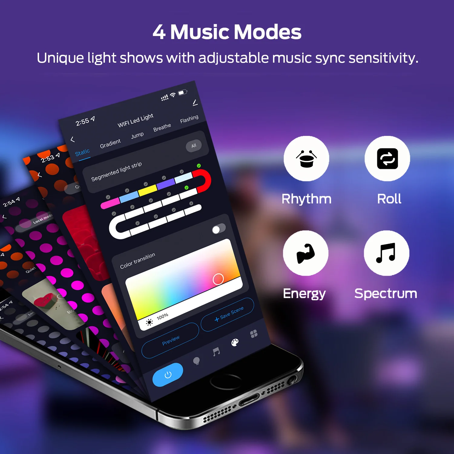 DS BS Smart APP RC Control LED RGB Floor Lamp with Music Sync - Image 5