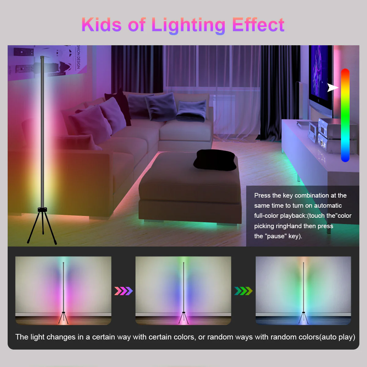 DS BS Smart APP RC Control LED RGB Floor Lamp with Music Sync - Image 6