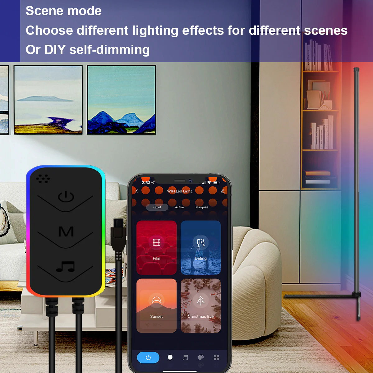 DS BS Smart APP RC Control LED RGB Floor Lamp with Music Sync - Image 8
