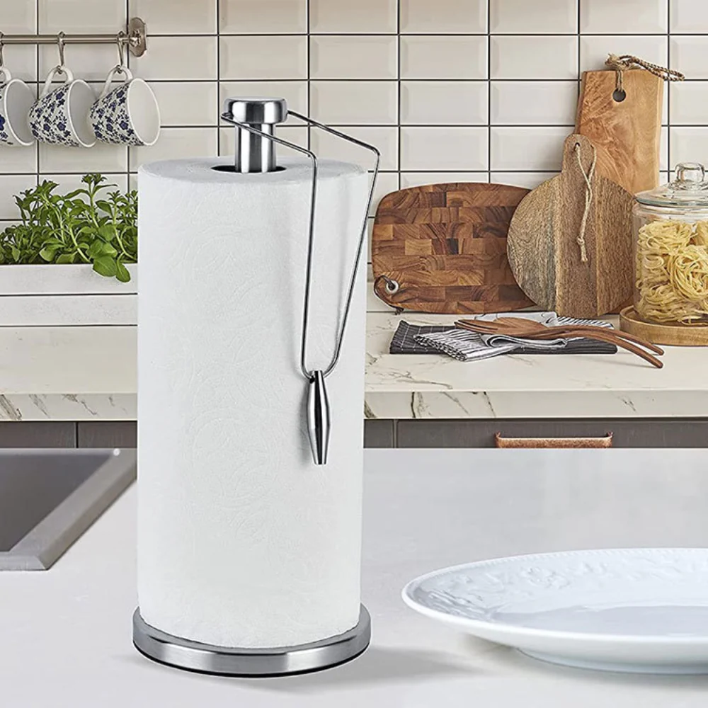 DS BS Stainless Steel Paper Towel Holder with Tension Arm - Silver - Image 9