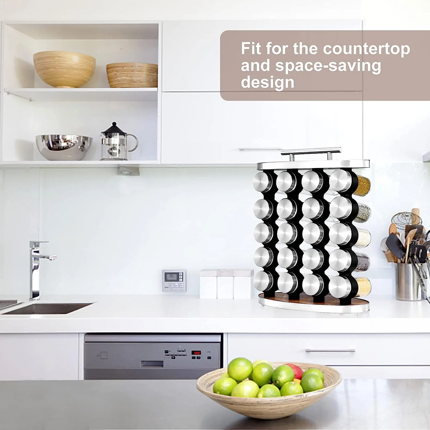 DS BS Standing 20-Jar Countertop Spice Rack with handle - Image 2