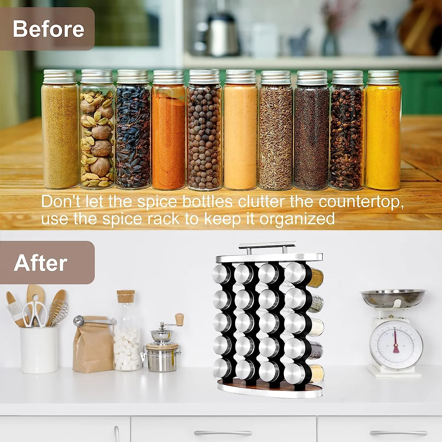 DS BS Standing 20-Jar Countertop Spice Rack with handle - Image 3
