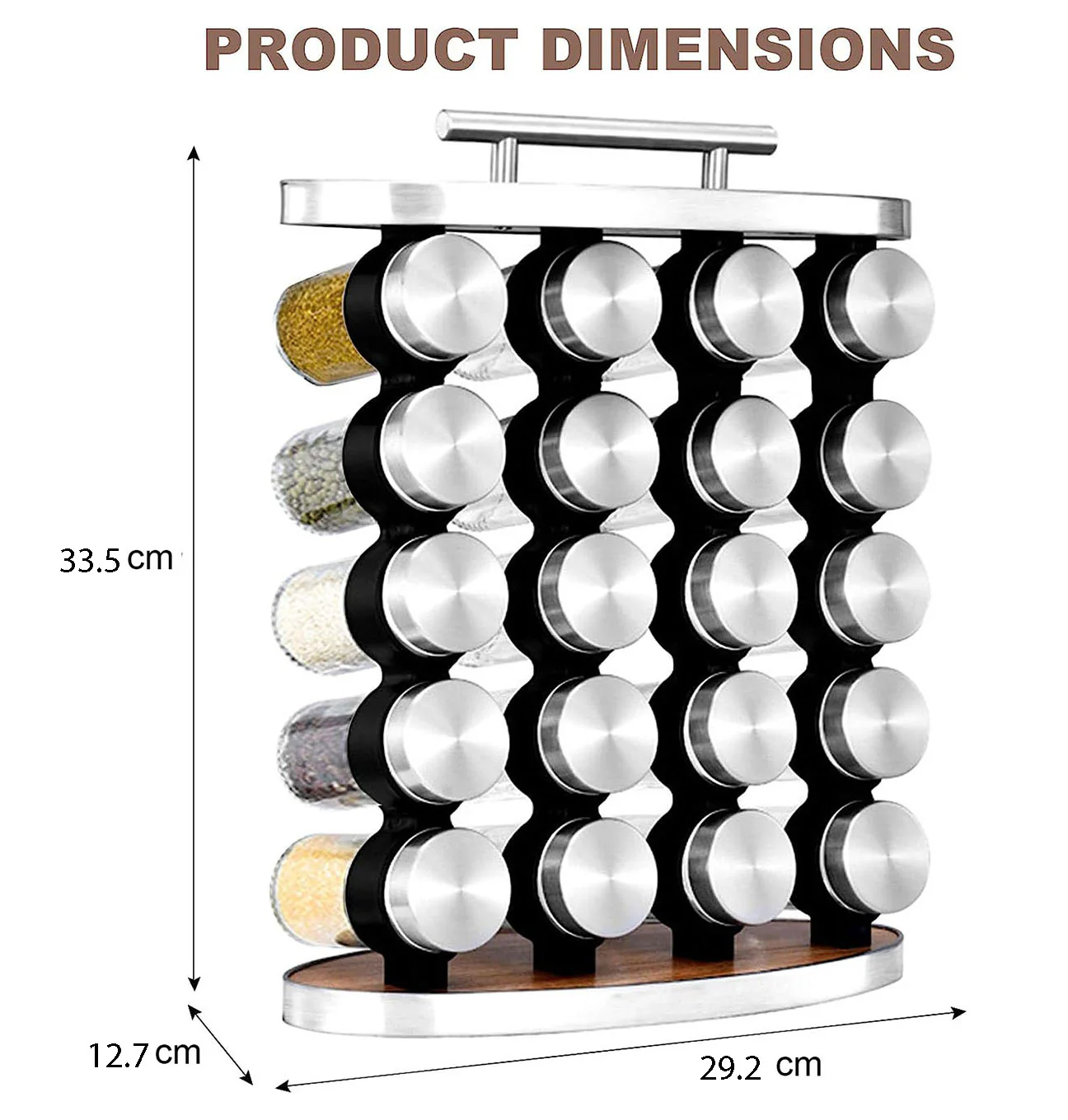DS BS Standing 20-Jar Countertop Spice Rack with handle - Image 6