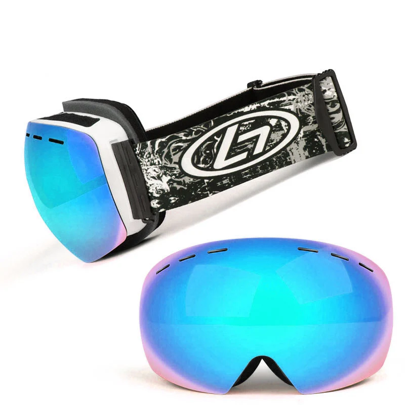 DS BS Unisex Double Layers UV Anti-Fog Big Ski Mask Goggles-Blue - Image 6