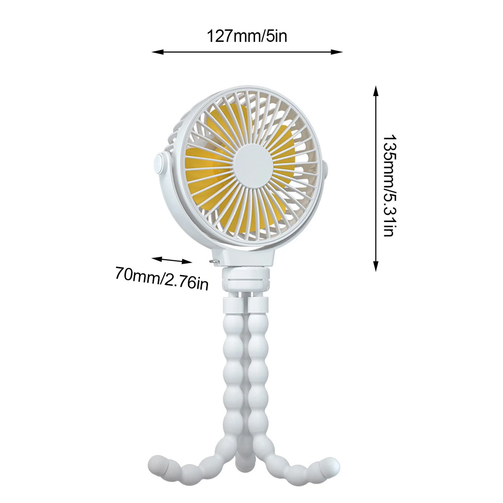 DS BS USB Rechargeable Flexible Tripod Baby Stroller Fan-White - Image 2