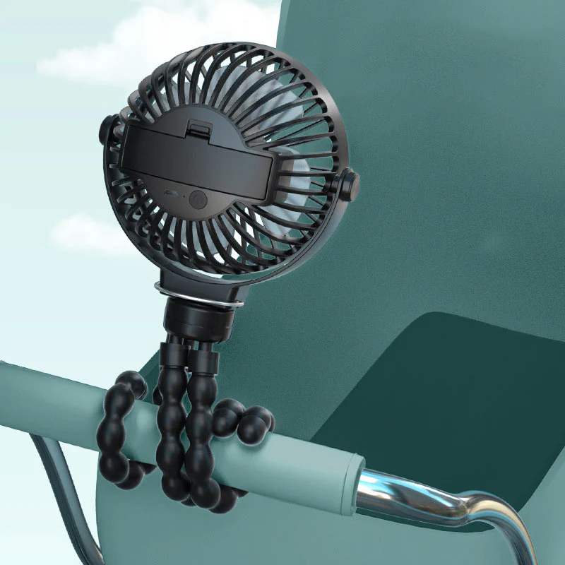 DS BS USB Rechargeable Flexible Tripod Baby Stroller Fan-White - Image 4