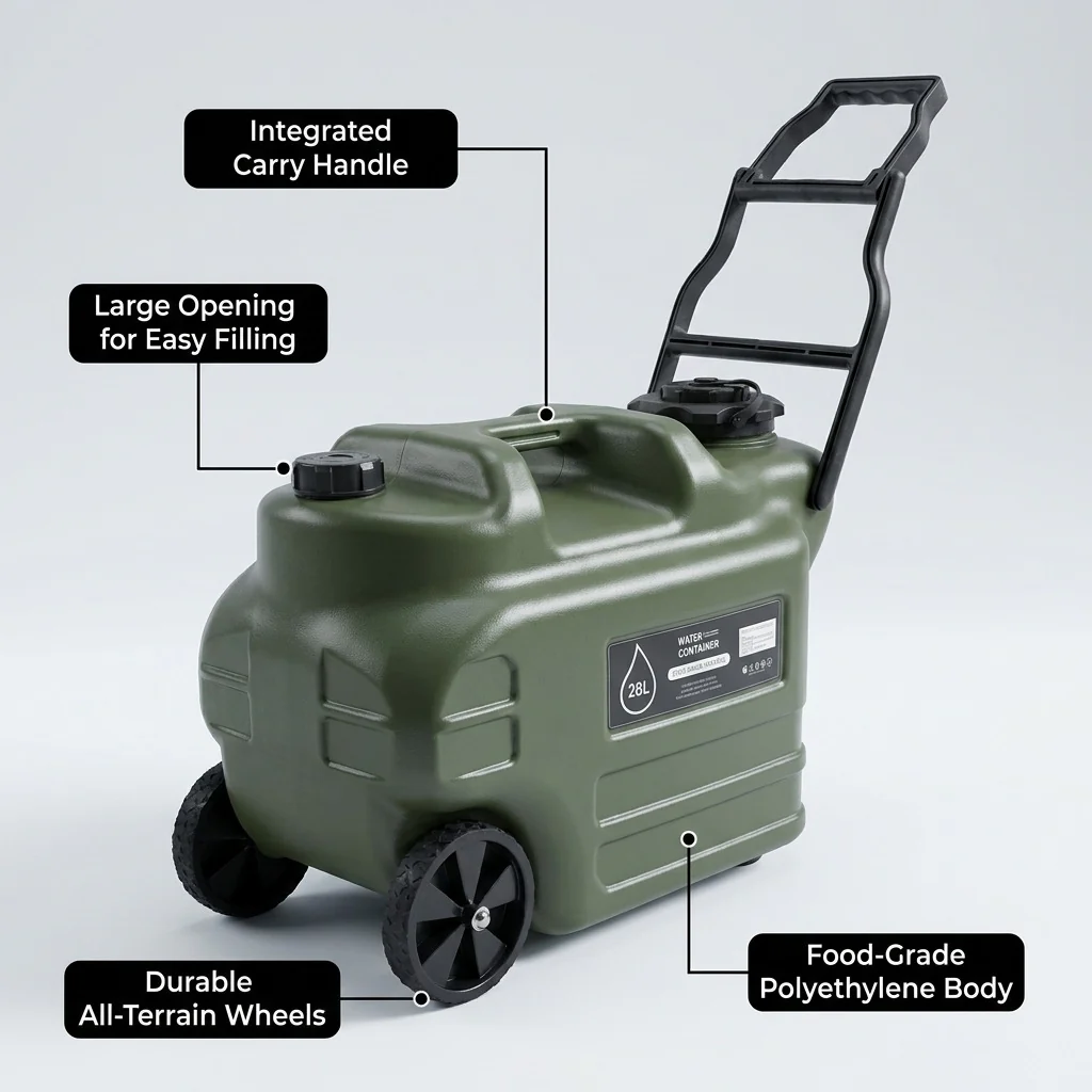 DS BS Wheeled Camping Water Jug | Green - Image 4