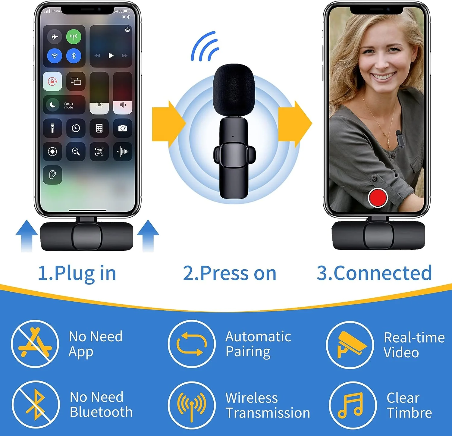 DS BS Wireless Lavalier Lapel Microphone for iPhone, iPad - Image 4