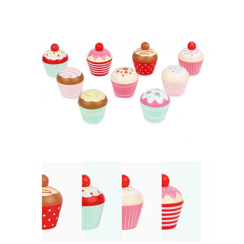 DS BS Wooden 3 Layer Cup Cakes Pretend Play Dessert Tower - Image 4