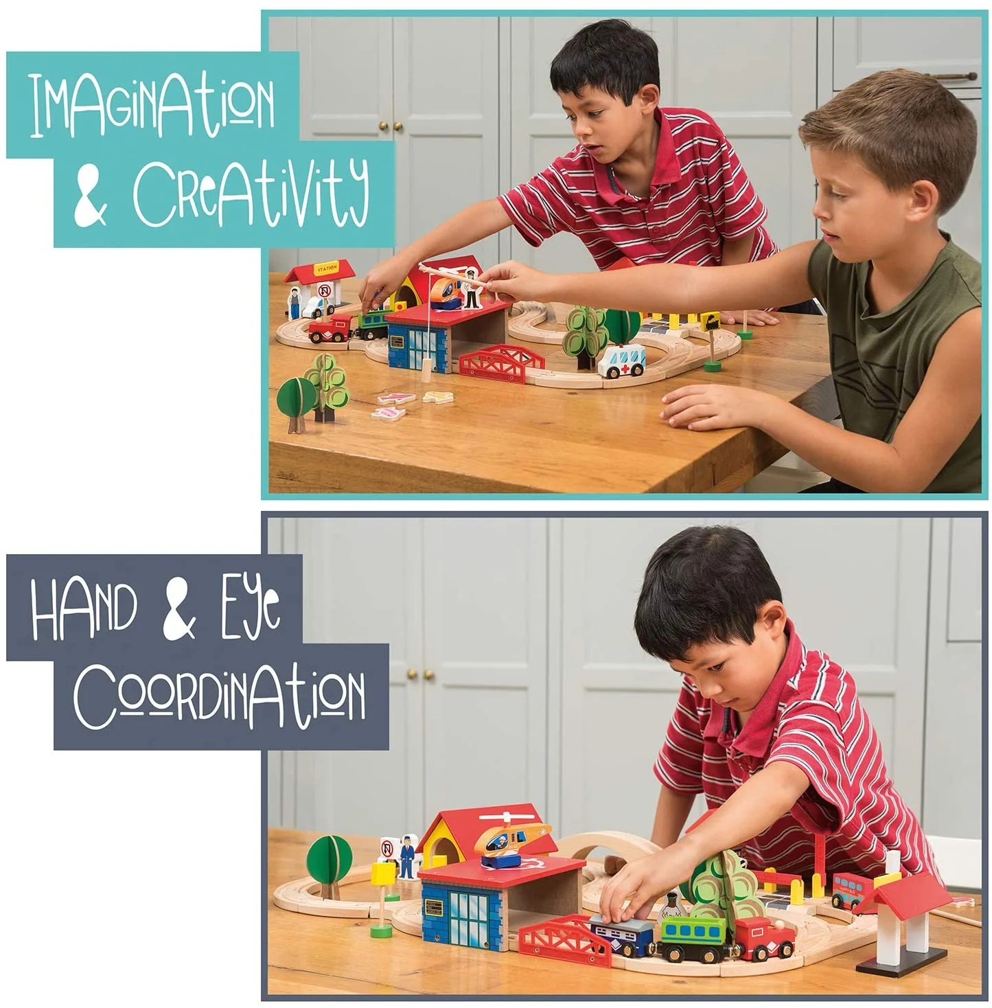 DS BS Wooden Train Tracks & Trains Construction Toys-Railway Station - Image 5