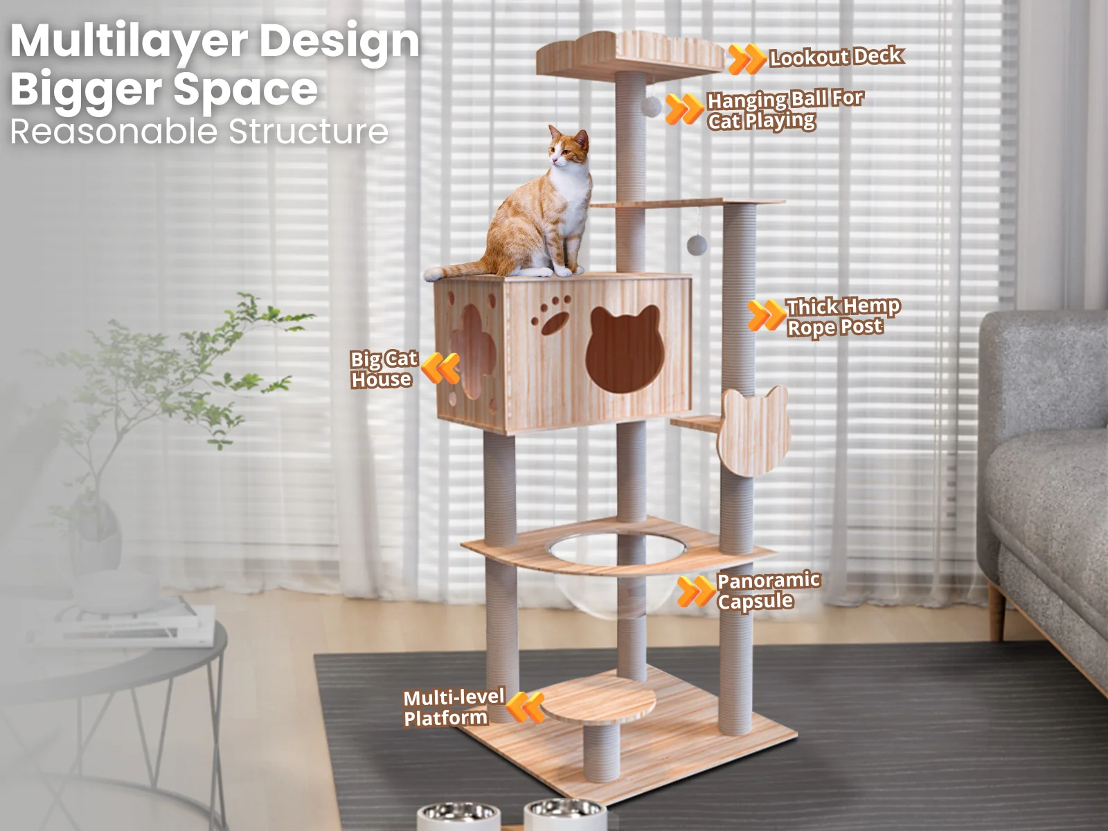 DS Cat Tree Wooden 1.65m - Image 4