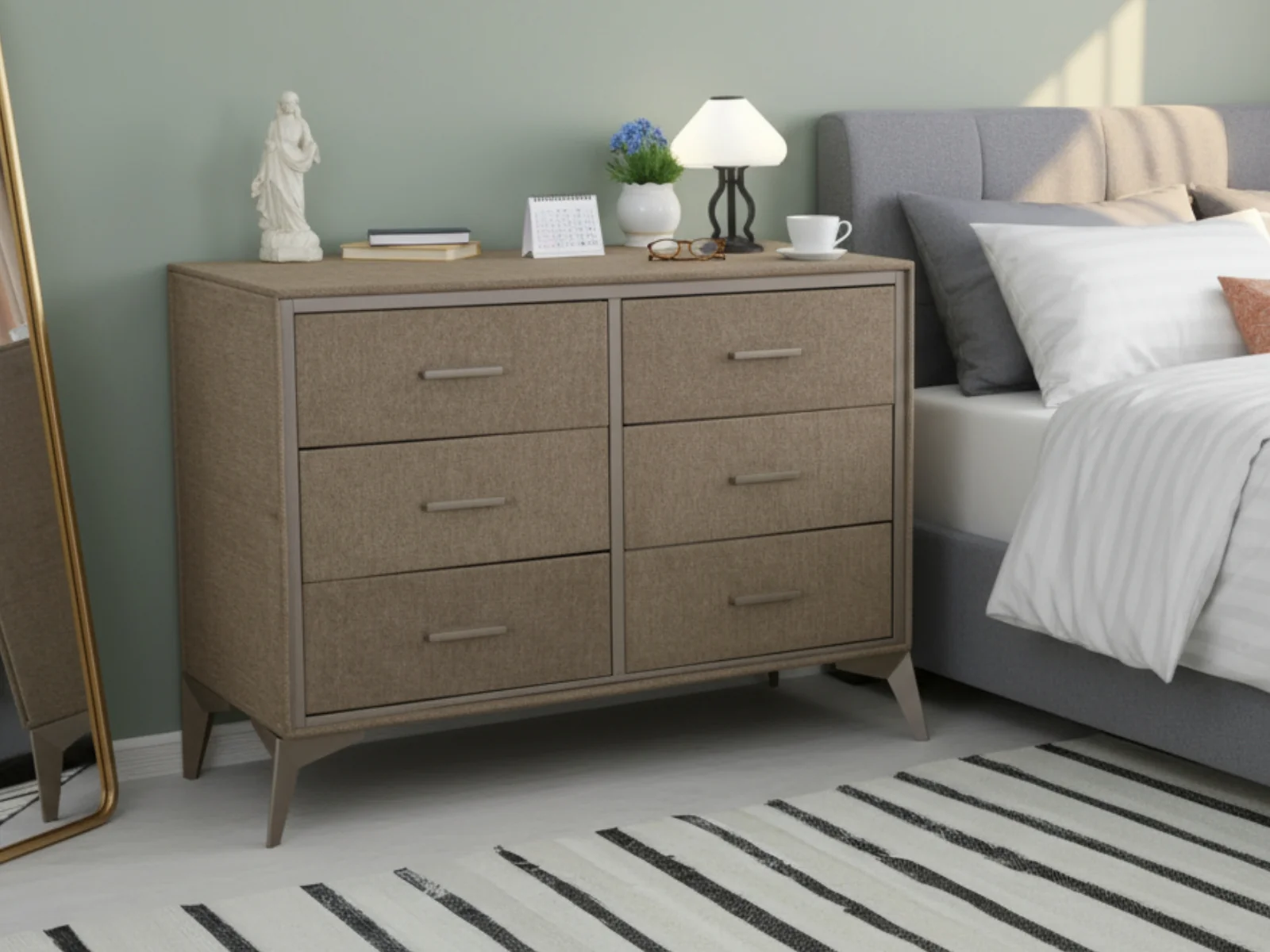 Delani 6-Drawer Lowboy - Brown - Image 9