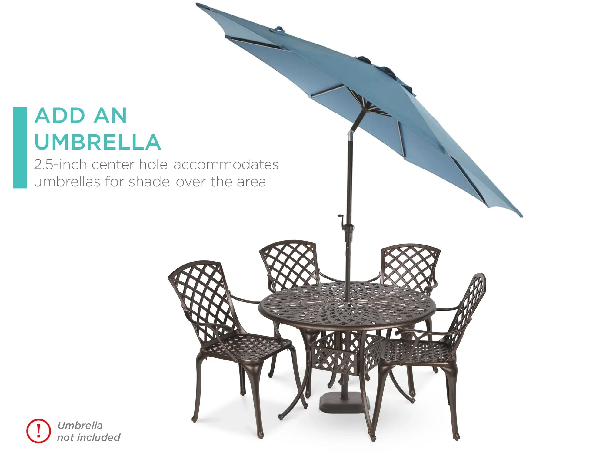 5-Piece Cast Aluminum Patio Dining Set - Image 4