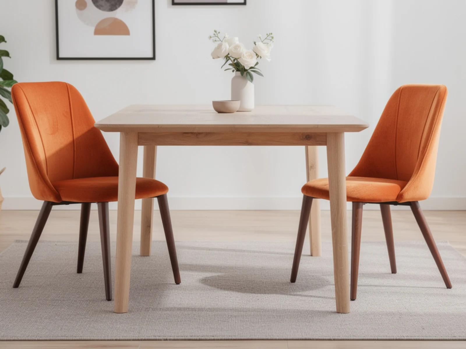 Evian Velvet Dining Chair Orange - Set of 2 - Image 2
