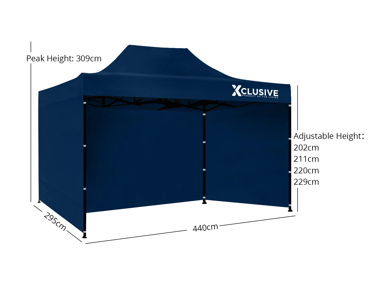 Xclusive Gazebo with Carry Bag 3m x 4.5m - Navy - Image 4