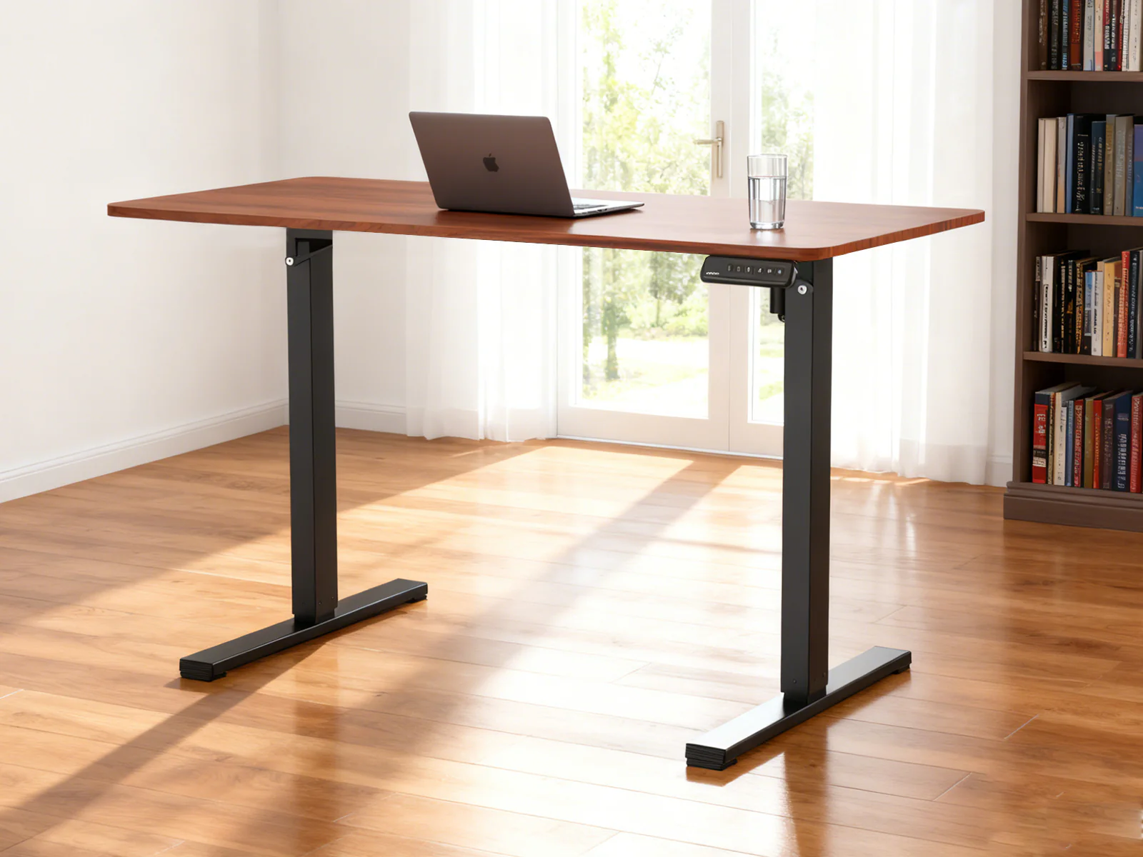 Height Adjustable Desk Set LK walnut Black & Rocket Wooden Executive Office Chair - Image 9
