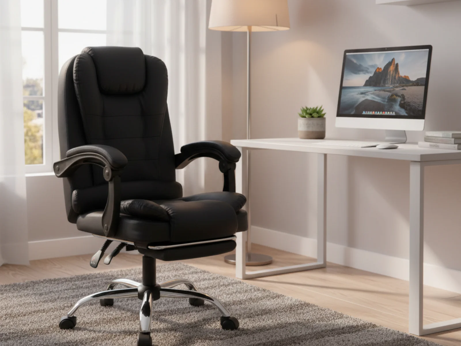 Hermia Massage Office Chair PVC - Black - Image 2