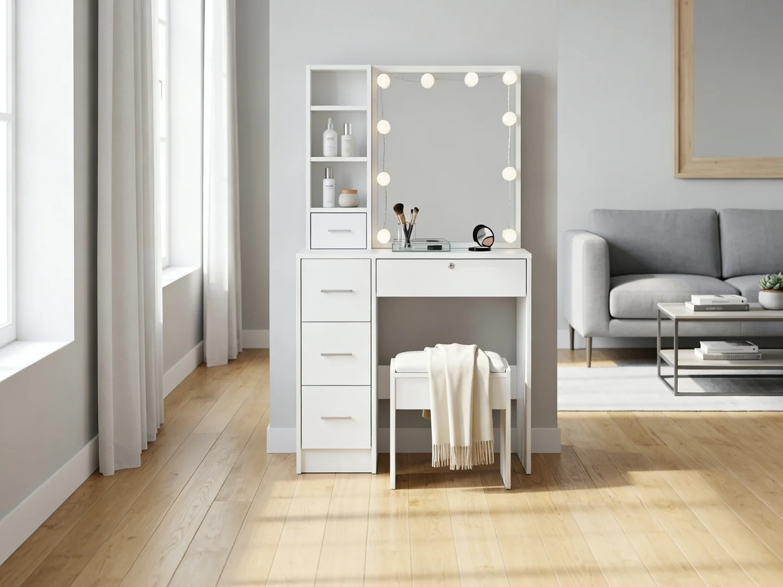 Ignited LED Dressing Table - White - Image 2