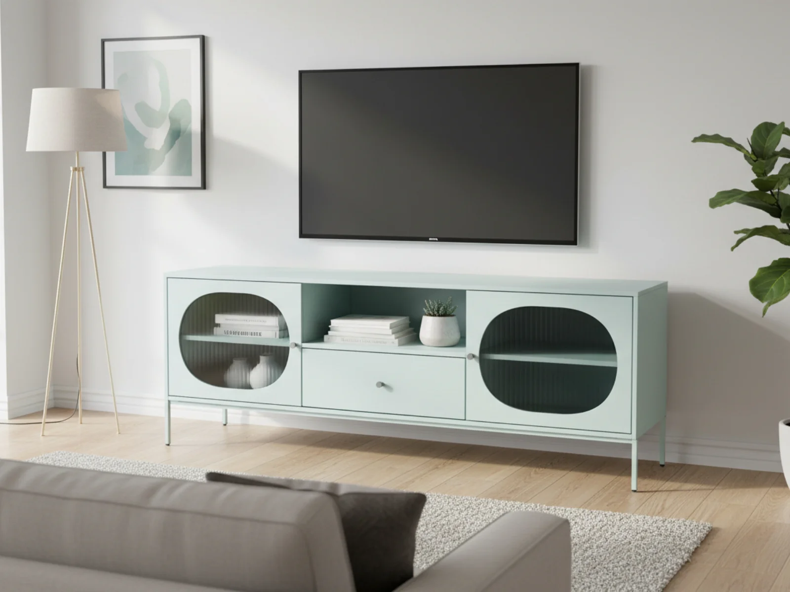 Lonna Steel Entertainment Unit Mint - 160 cm - Image 2