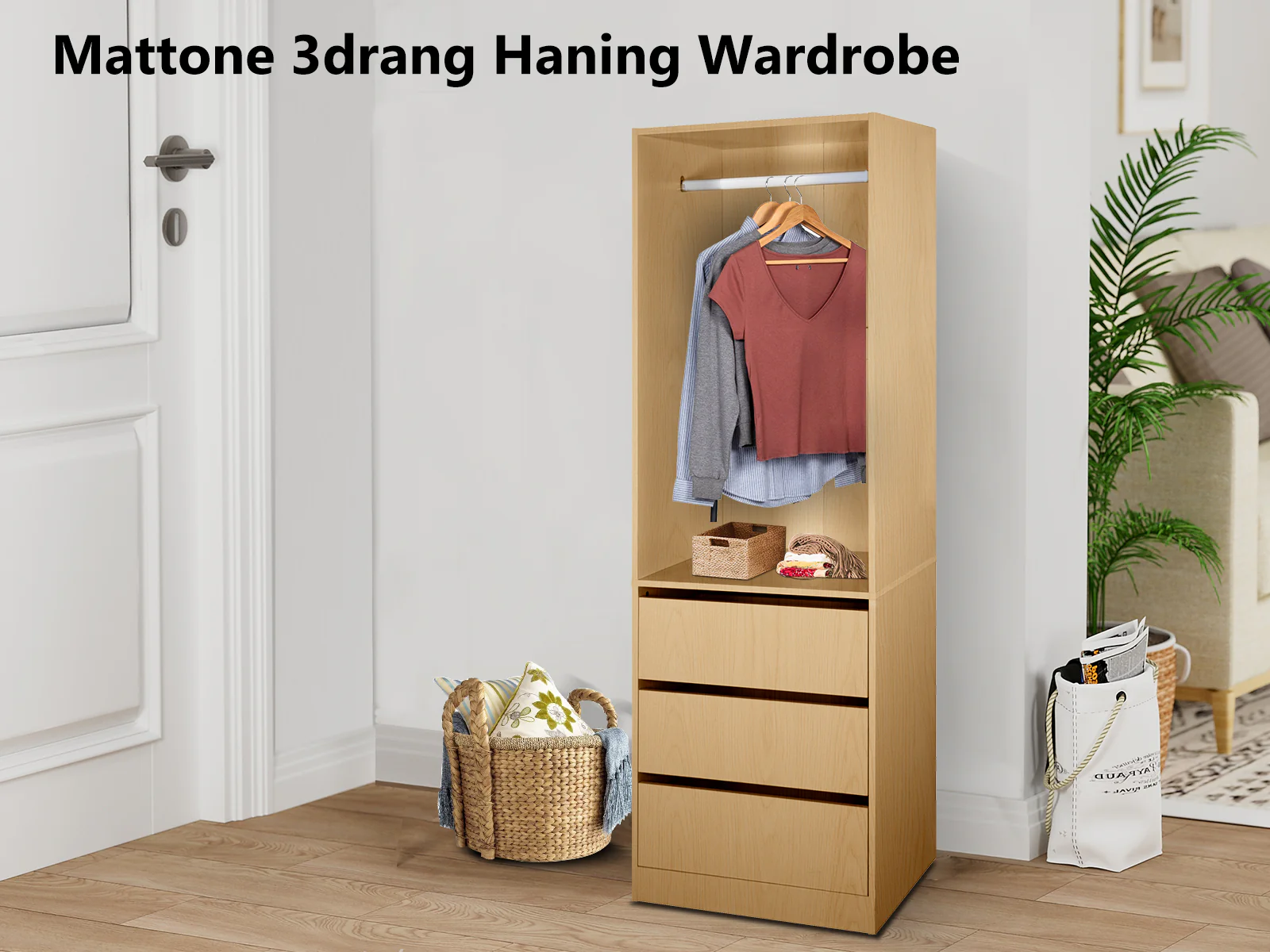 DS Mattone 3-Drawer Wardrobe with Hanging - Image 2