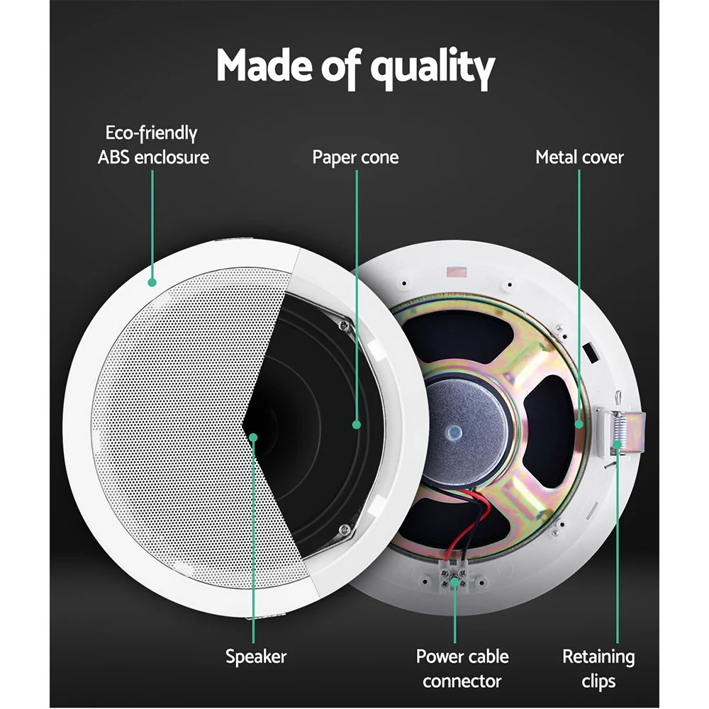 DS NA 2 x 6" In Ceiling Speakers Home 80W Speaker Theatre Stereo Outdoor - Image 5