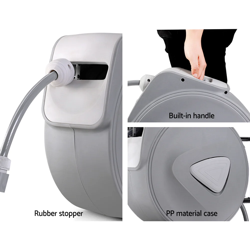 DS NA 20M Retractable Water Hose Reel Garden Storage AutoRewind Spray Gun - Image 6