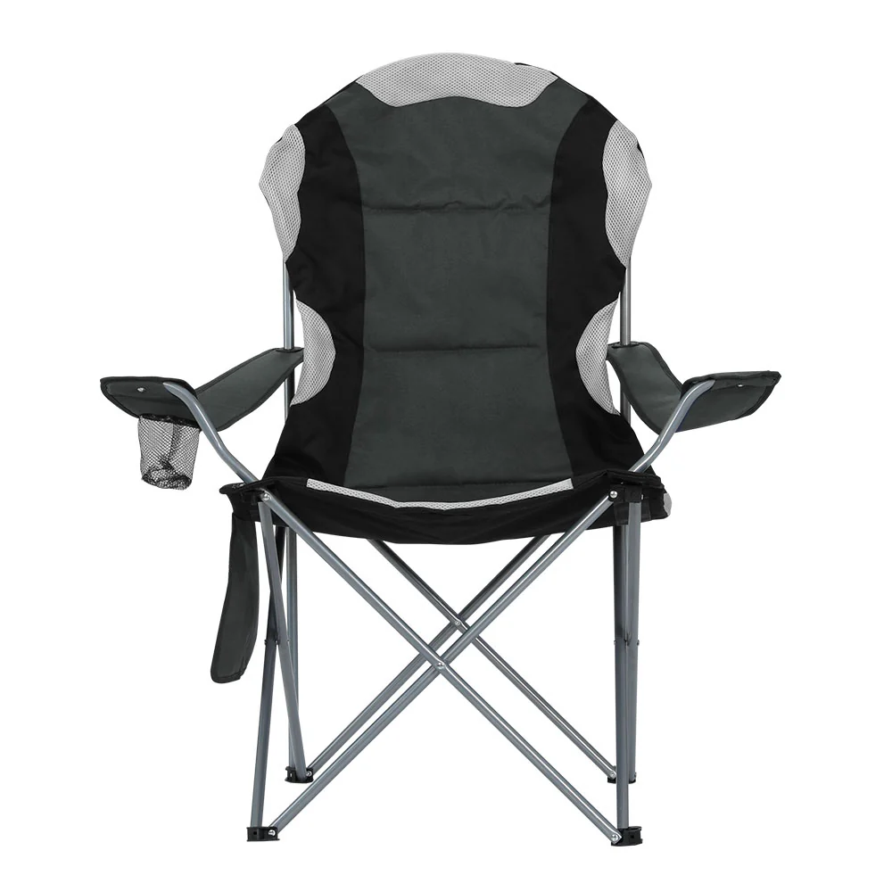 2X Folding Camping Chairs Arm Chair Portable Outdoor Beach Fishing BBQ - Image 3