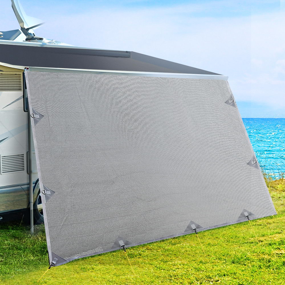 DS NA 4.9M Caravan Privacy Screens 1.95m Roll Out Awning End Wall Side Sun Shade - Image 7