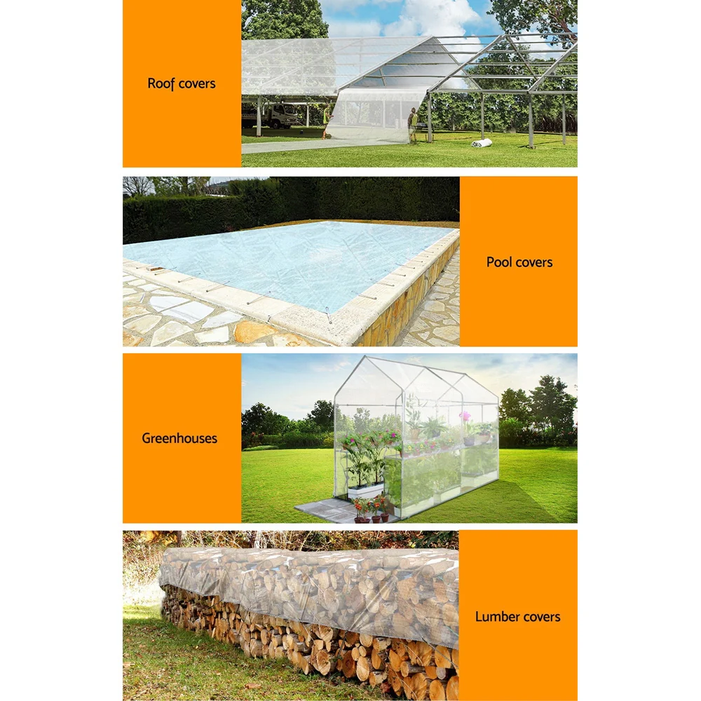 DS NA 4x6m Tarp Camping Tarps Poly Tarpaulin Heavy Duty Cover 135gsm Clear - Image 6